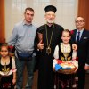 Zeljko Mirkovic, His Grace Bishop IRINEJ and Milos Rastovic with children